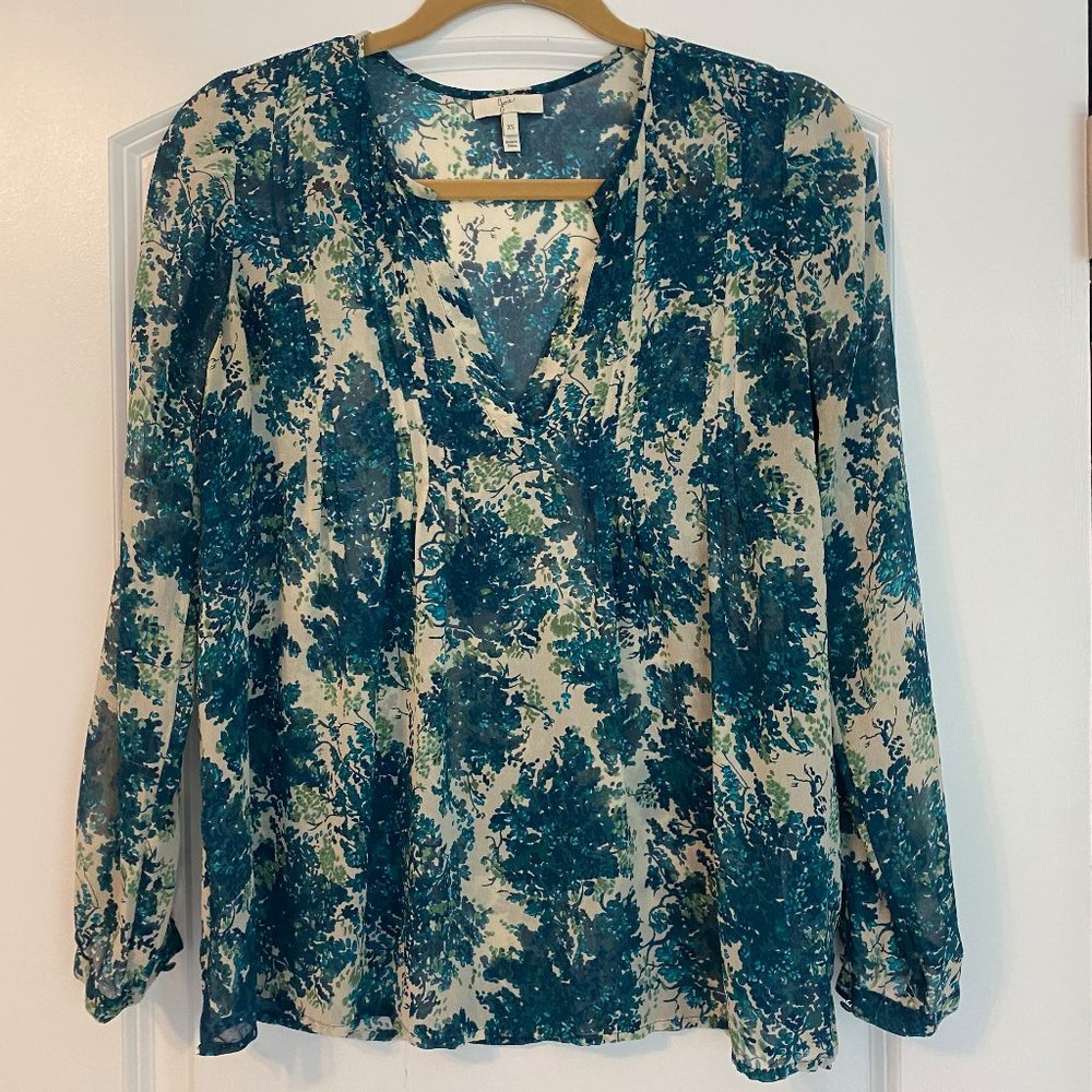 Joie blouse green and blue pattern XS GUC